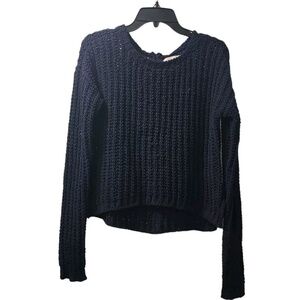 Abercrombie &‎ Fitch Knit Pullover Sweater Half Zip Cropped Black M